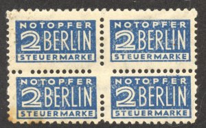 Germany Scott RA4 MNHDG - 1949 2pf Postal Tax Stamp, Perf 12x13.5, Wmk 285