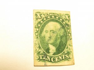 US Stamps, Scott #15 USED 10 Cent Washington Type III 1855 Green, w/Doporto Cert