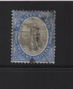 St Kitts & Nevis 1907 SG16 2d 1/2d MCA watermark - used