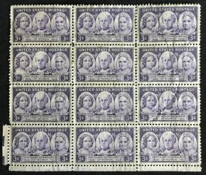 US #959 Used Block of 12 Wrinkle Progress of Women L28