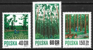 POLAND 1971 FOREST MANAGEMENT Set Sc 1797-1799 MNH