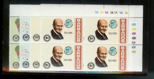 BARBADOS Sc#524-527 Complete Mint Never Hinged PLATE BLOCK Set