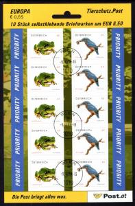 Austria 2141a Frog Bird Souvenir Sheet CTO NH VF