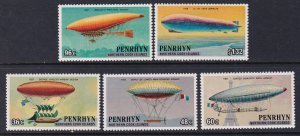 Penrhyn Island 287-291 Airships MNH VF