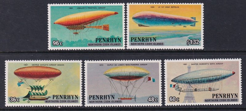 Penrhyn Island 287-291 Airships MNH VF