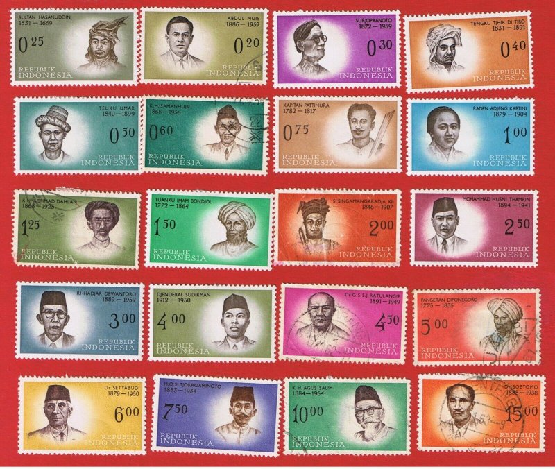 Indonesia #523-542  MVFLH OG & VF used  Various People   Free S/H