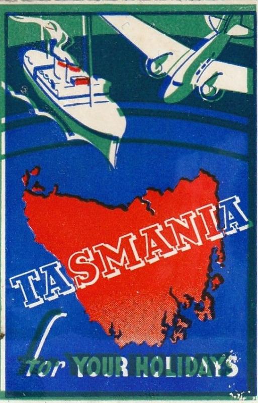 Great Tasmania for your Holidays, Australia Poster Stamp. 1930's. 48x72mm 