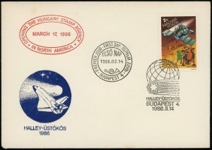 Hungary #2973 Halley's Comet FDC First Day Issue Cover 1986 Space Budapest