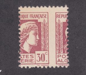 Algeria Sc 173 MNH. 1944 30c red violet Marianne, MISPERF ERROR VF