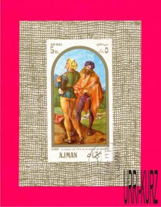 AJMAN 1968 Art Painting by Durer Imperforated s-s Mi Bl.24(235) CTO VF NH OG