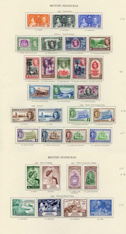 Collection of British Honduras KGVI on leaves cat 227.95 pounds