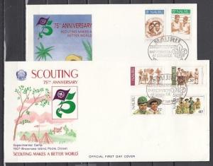 Nauru, Scott Cat. 244-249. Scoutisme Issue sur 2 Premier Jour Couvertures