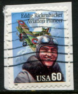 2998 US 60c Eddie Rickenbacker, used on paper