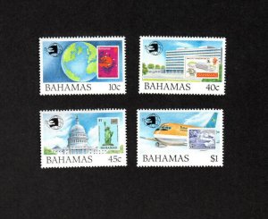 BAHAMAS MNH SET OF WORLD STAMP EXPO '89 STAMPS SCOTT # 683 - 686