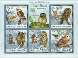 Fauna Owls Birds Trees Sov. Sheet of 5 Stamps MNH