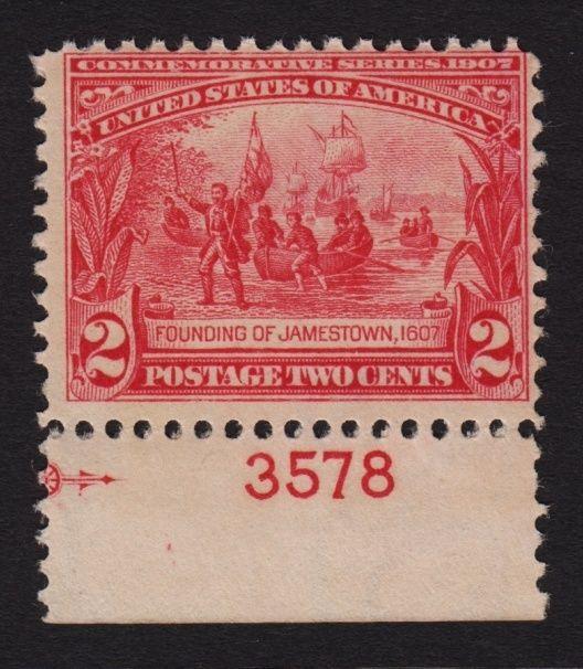 1907 Jamestown Sc 329 MNH nice OG sound   CV $205