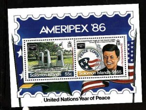 Solomon Is-Sc#569-unused NH sheet-Ameripex '86-President John F Kennedy-...