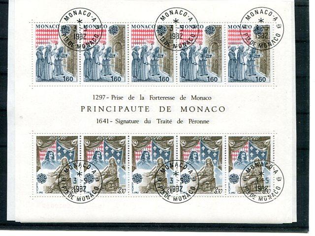 Monaco 1982 Europa mini sheet   Mint VF NH favour cancel