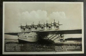 1933 Leoni Germany RPPC Postcard Cover Flying Boat Do X Lufthansa