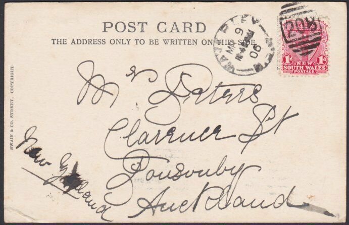 NEW SOUTH WALES 1906 States Land Office postcard - Waverley duplex to NZ....Q717