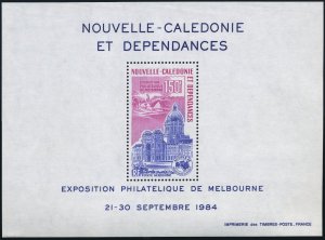 New Caledonia C200a sheet, MNH. Michel 745 Bl.6. AUSIPEX-1984. Exhibition Hall.