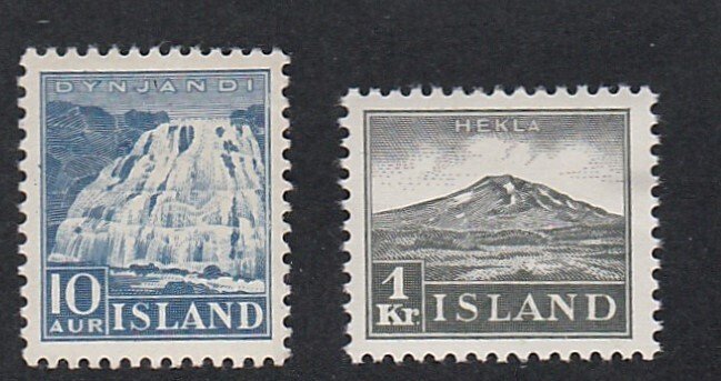 Iceland # 193-194, Views, Mint Hinged, 1/2, Hinged Cat.