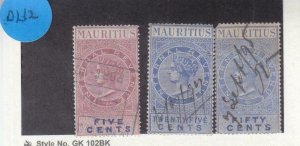 Mauritius: 1879/96 Internal Revenue, Used (DL12)