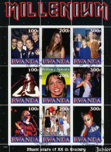 Rwanda 1999 MILLENNIUM MUSIC STARS Sheet Perforated Fine Used VF