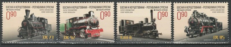 Bosnia and Herzegovina Serbian 2013 Trains Locomotives / Railroads 4 MNH stamps