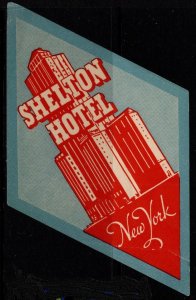 1940's Diamond Shaped US Poster Stamp Shelton Hotel Luggage Label Unused