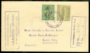 EDW1949SELL : GUATEMALA 1931 Reg Air First Flight cover to Germany nice markings