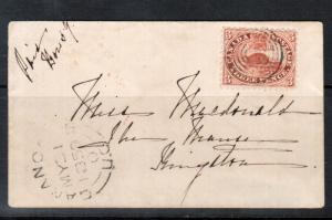 Canada #12 Very Fine Used On Tiny Cover From Gananoque **With Certificate**