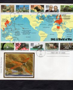 2559 WWII, FDC Colorano Silk sheet/10