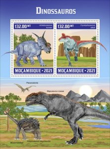 MOZAMBIQUE - 2021 - Prehistoric Animals - Perf 2v Souv Sheet - Mint Never Hinged