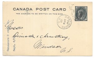 Dartmouth to Windsor, Nova Scotia, Canada 1902 QV Postal Card Printed Cordage Co