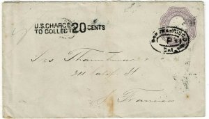 Salvador 1894 cover to the U.S., U.S. Charge to Collect 20 cents handstamp