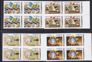 Georgia # 390-393,  50 Years of Europa Stamps Imperf Blocks of Four NH, 1/3 Cat.