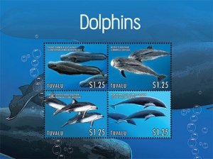 Tuvalu 2013 - Dolphins Marine Life - Sheet of 4 Stamps - Scott #1249 - MNH