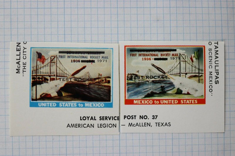 Test Rocket Mail Local Post #37 test Rocket US to Mexico McAllen TX stamp 1971