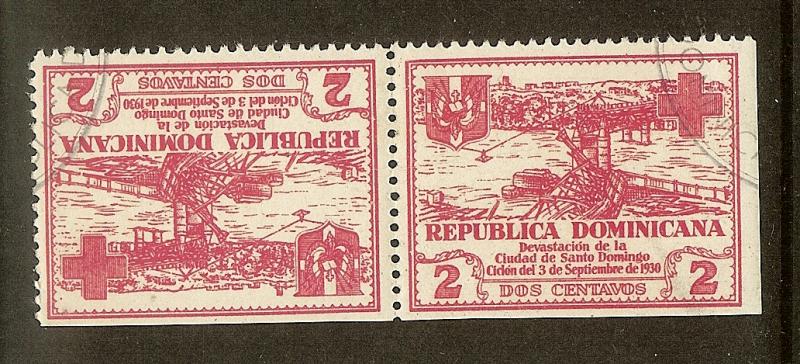 Dominican Republic, Scott #RA2a, 2c Postal Tax, Tete Beche Pair, Used