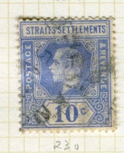 STRAITS SETTLEMENTS; 1921 early GV issue fine used Shade of 10c. value