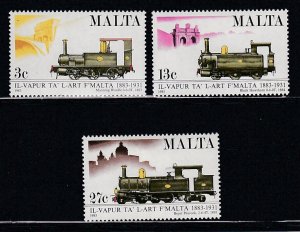 Malta # 620-622, Railway Centennial, Mint LH, 1/3 Cat.