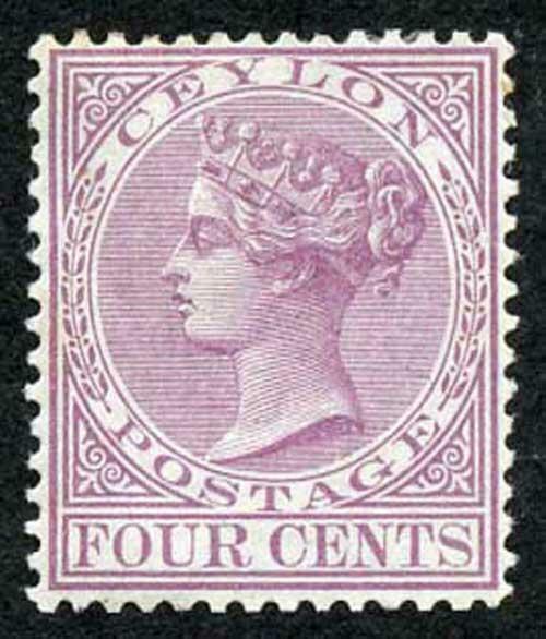 Ceylon SG123 4c Rosy Mauve Wmk Crown CC Perf 14 Mint (hinge remainder)