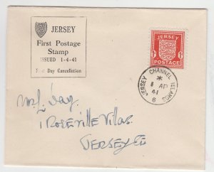 Jersey 1941 One Penny Arms - on Illustrated FDC