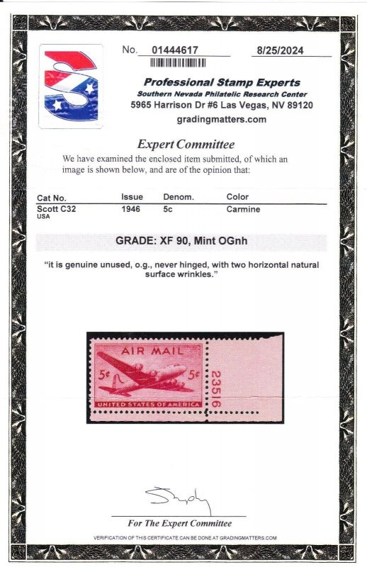 MOstamps - US #C32 Mint OG NH Graded XF 90 with PSE Cert - Lot # MO-5392 SMQ $25