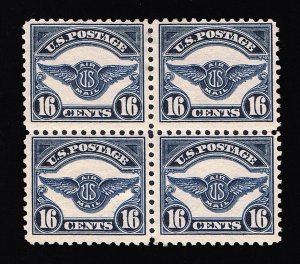 EXCELLENT SCOTT #C5 F-VF MINT OG H EARLY AIR MAIL BLOCK OF 4 STAMPS - PSE CERT