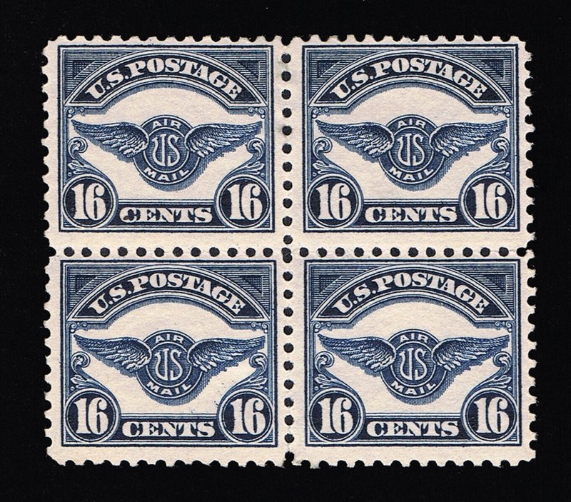 EXCELLENT SCOTT #C5 F-VF MINT OG H EARLY AIR MAIL BLOCK OF 4 STAMPS - PSE CERT