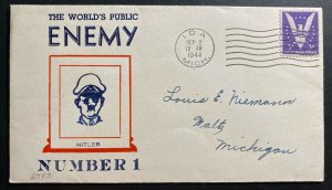 1944 Ida MI USA Patriotic Cover To Waltz The Worlds Public Enemy