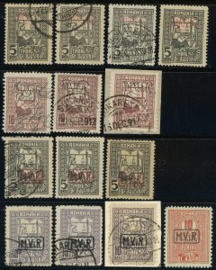 Romania WWI German Occupation Overprint Postal Tax Stamps Used MLH