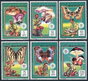 Mauritania 681-686,MNH.Michel 987-992. Boy Scouts 1991. Butterflies, Mushrooms.